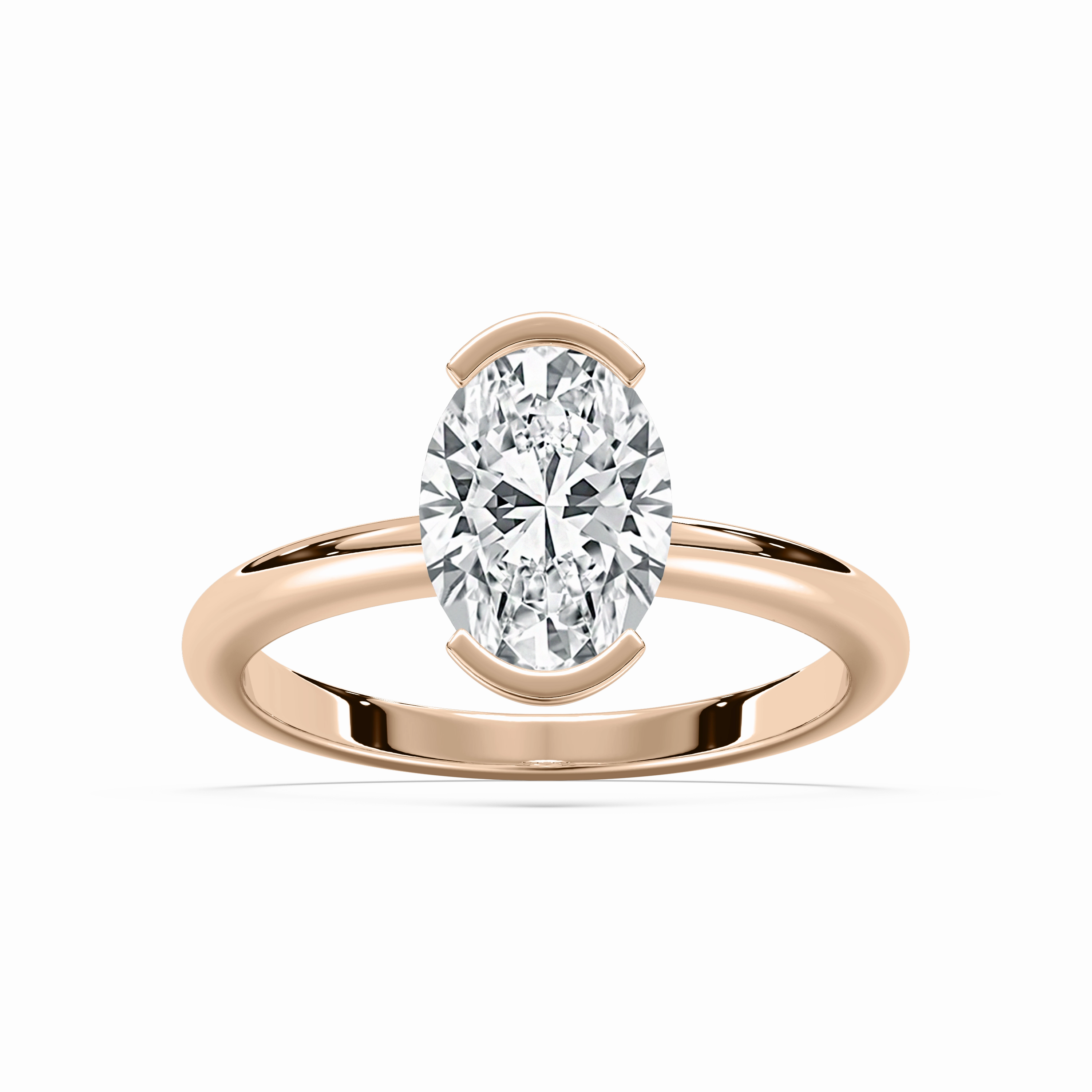 Fashion highlight Louisa 2 2?? ctw Oval Lab Grown Diamond Semi Bezel Solitaire Engagement Ring