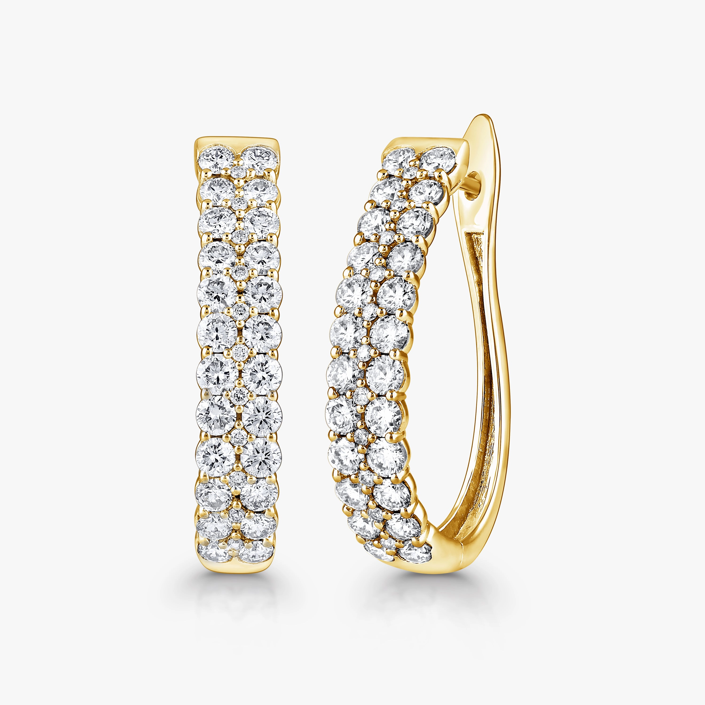 Round Lab Grown Diamond Double-Row Hinge-Back Hoop Earrings Unique Feature