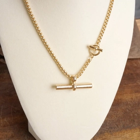 Sleek Toggle Bar Pendant Necklace in Gold Tone Signature Accessory