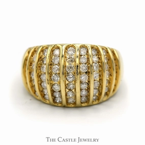Luxury piece 1.5cttw Channel Set Diamond Cluster Dome Ring in 10k Yellow Gold