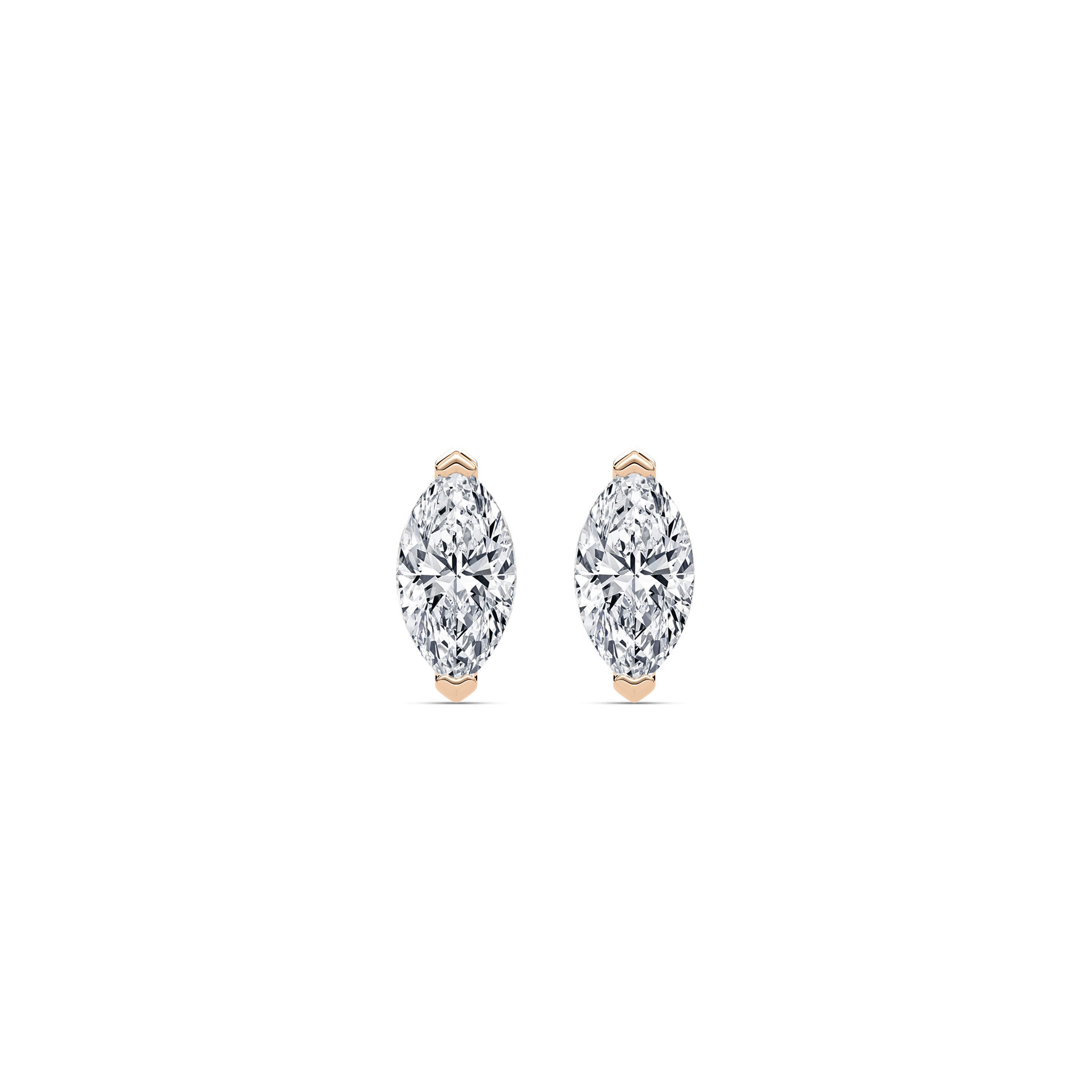 Marquise Lab Grown Diamond Chevron Stud Earrings Iridescent Trinket