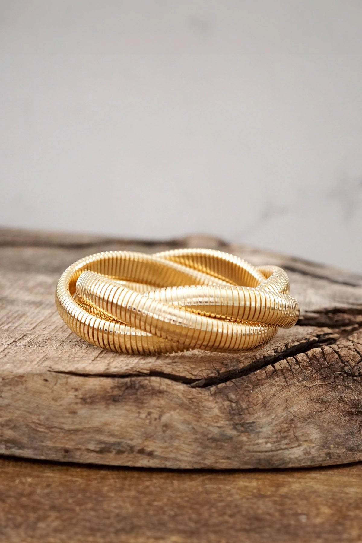 Natural Flow Customizable features Gold tone triple strand flexy stretchy bracelet bangle watch band Snake chain