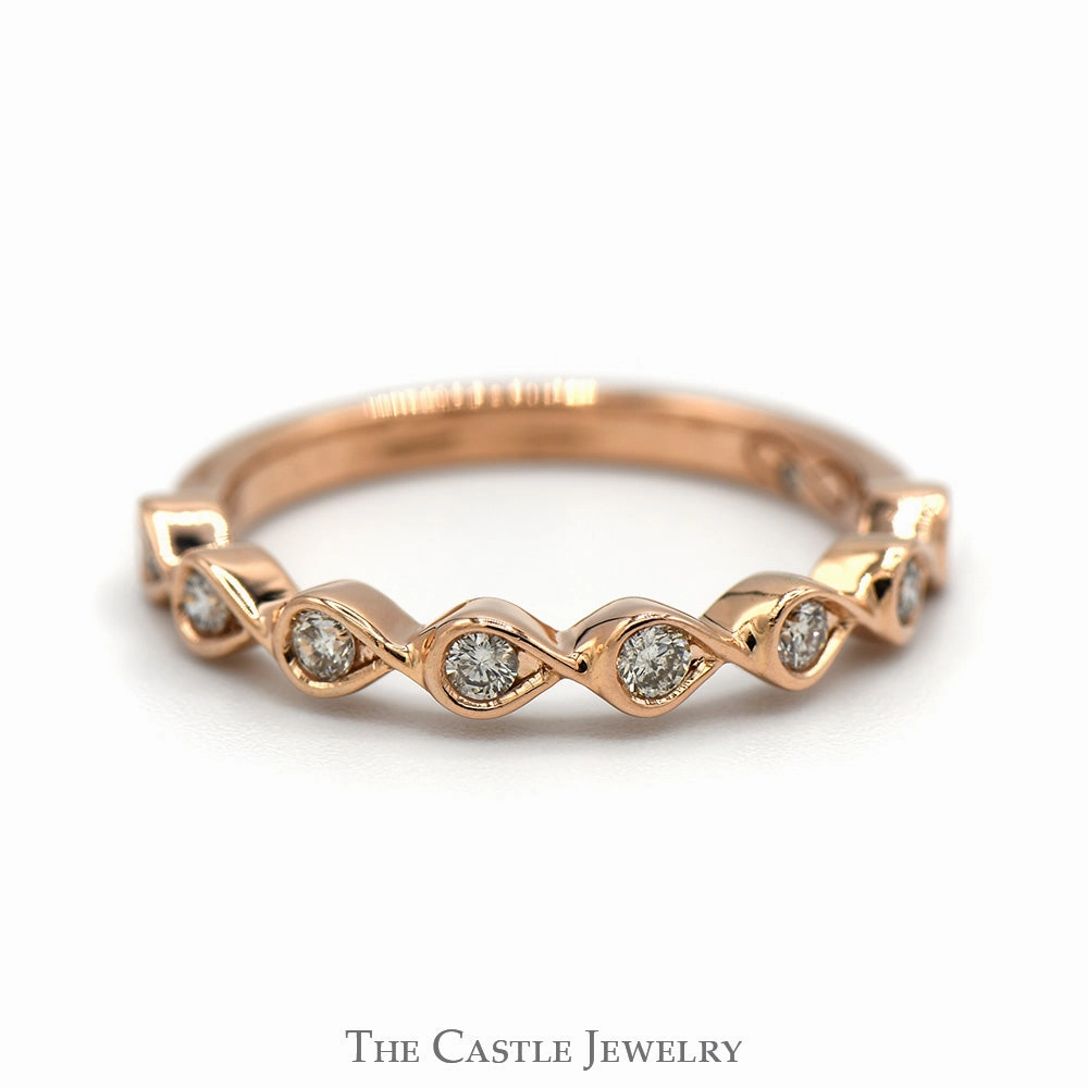 Luxury Feel Bezel Set Diamond Stackable Band in 14k Rose Gold