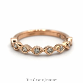 Delicate appearance Bezel Set Diamond Stackable Band in 14k Rose Gold