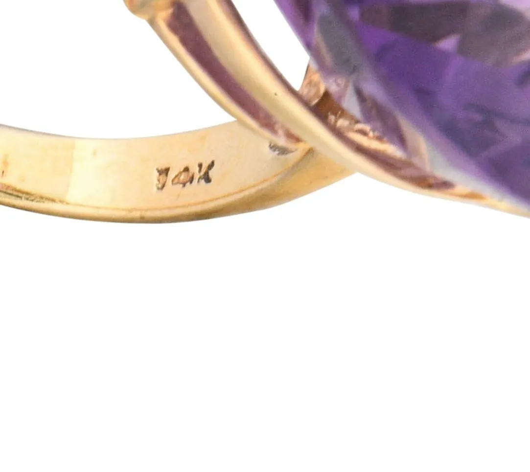Contemporary 40.82 CTW Amethyst 14 Karat Gold Cocktail Ring