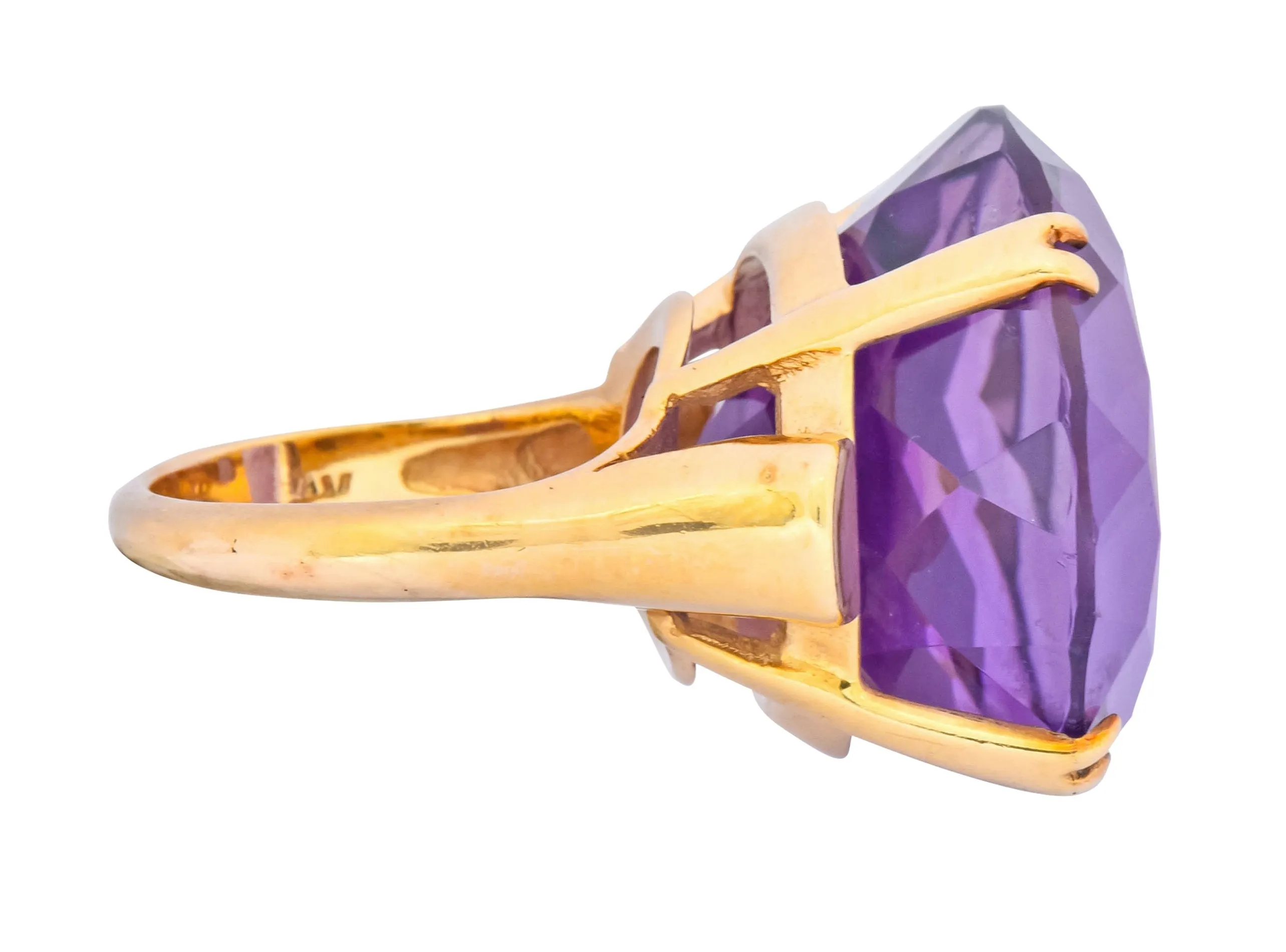 Contemporary 40.82 CTW Amethyst 14 Karat Gold Cocktail Ring