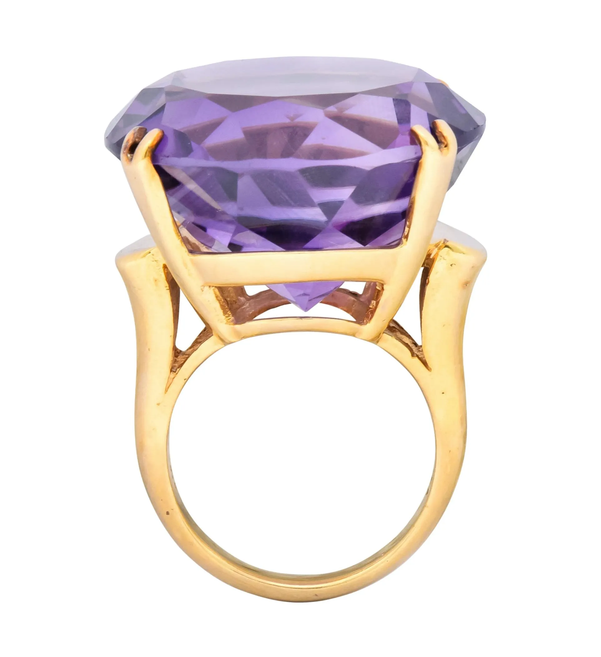 Contemporary 40.82 CTW Amethyst 14 Karat Gold Cocktail Ring