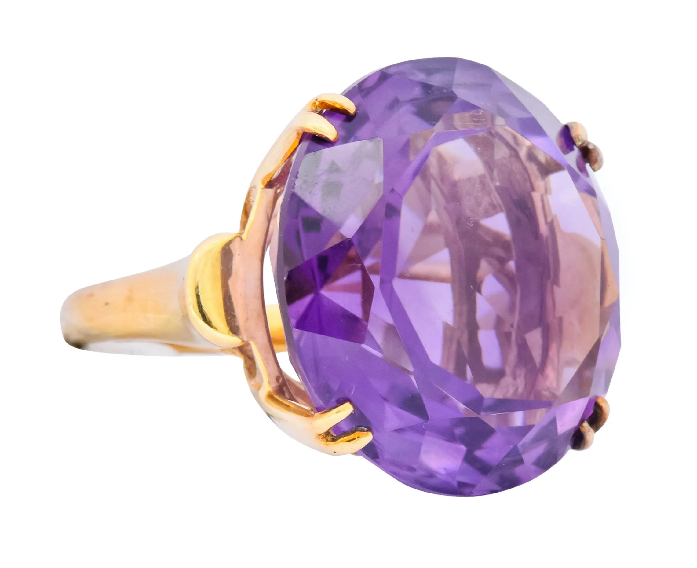 Contemporary 40.82 CTW Amethyst 14 Karat Gold Cocktail Ring