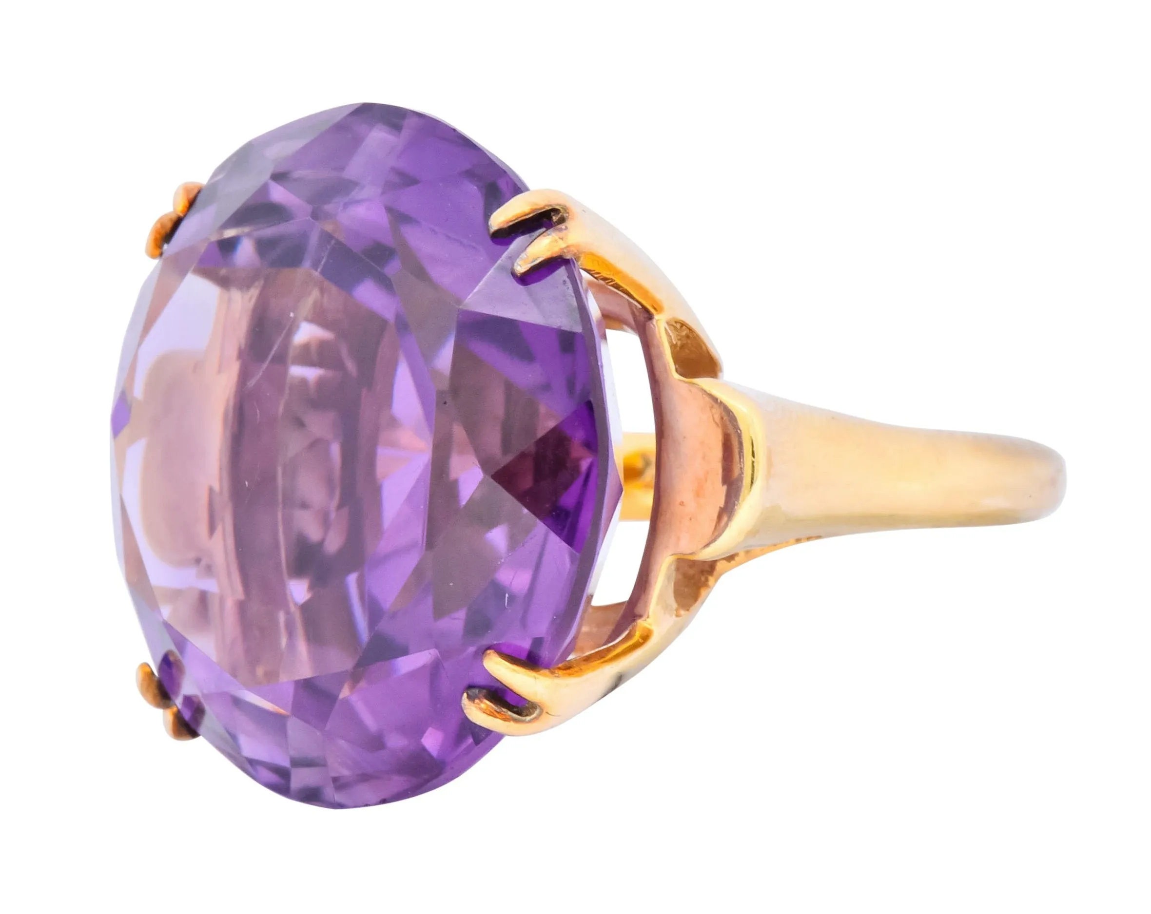 Contemporary 40.82 CTW Amethyst 14 Karat Gold Cocktail Ring