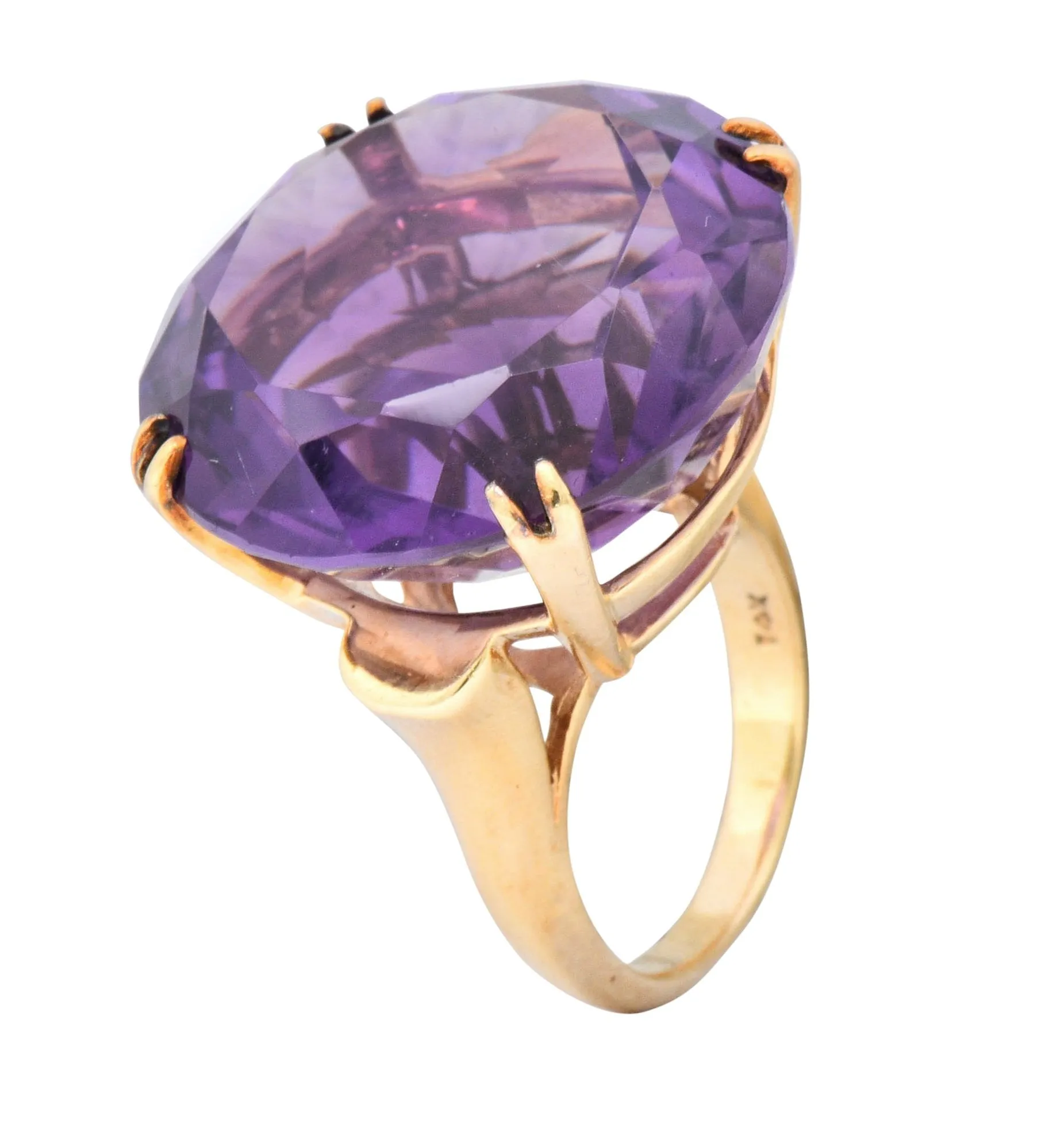Contemporary 40.82 CTW Amethyst 14 Karat Gold Cocktail Ring