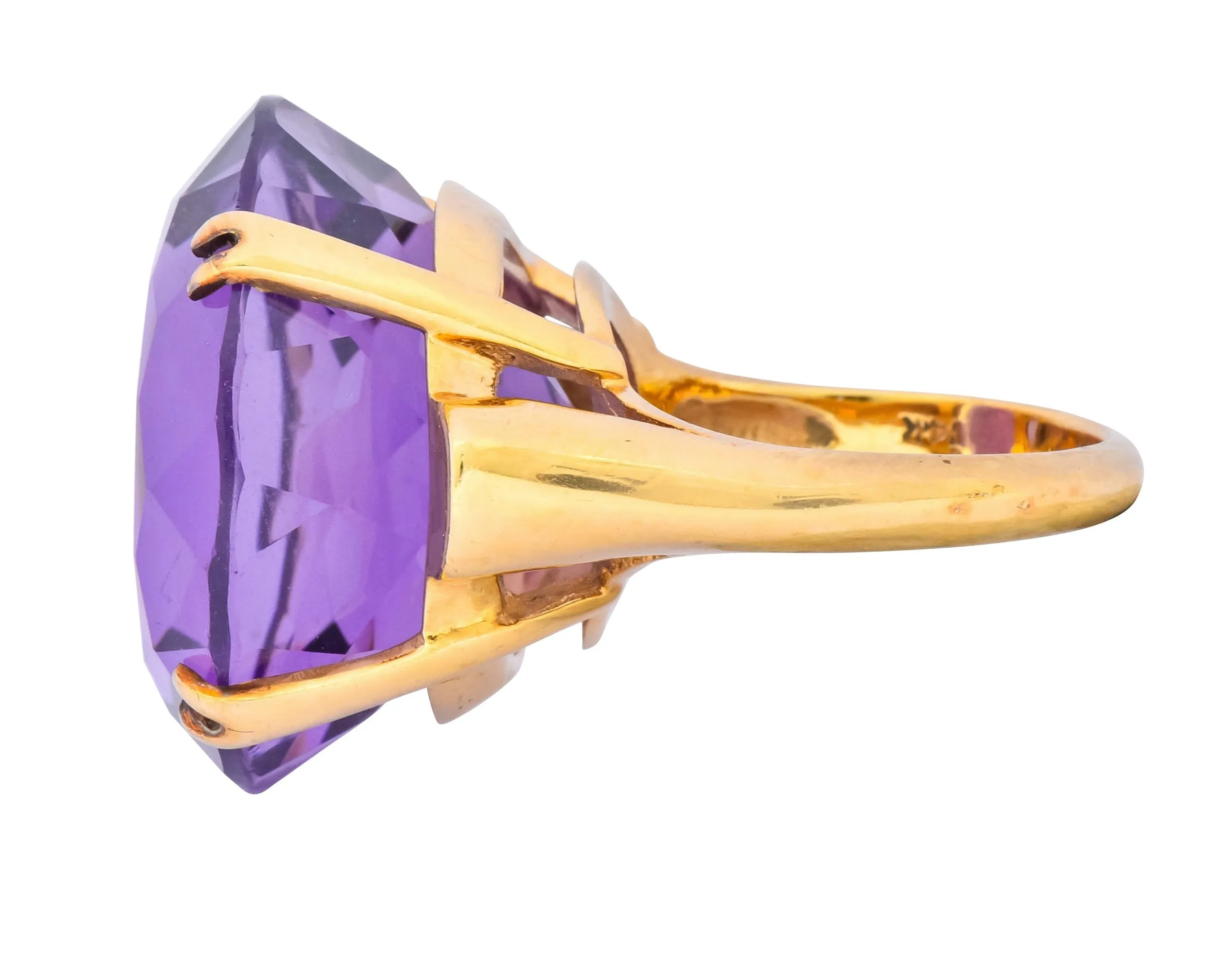 Contemporary 40.82 CTW Amethyst 14 Karat Gold Cocktail Ring
