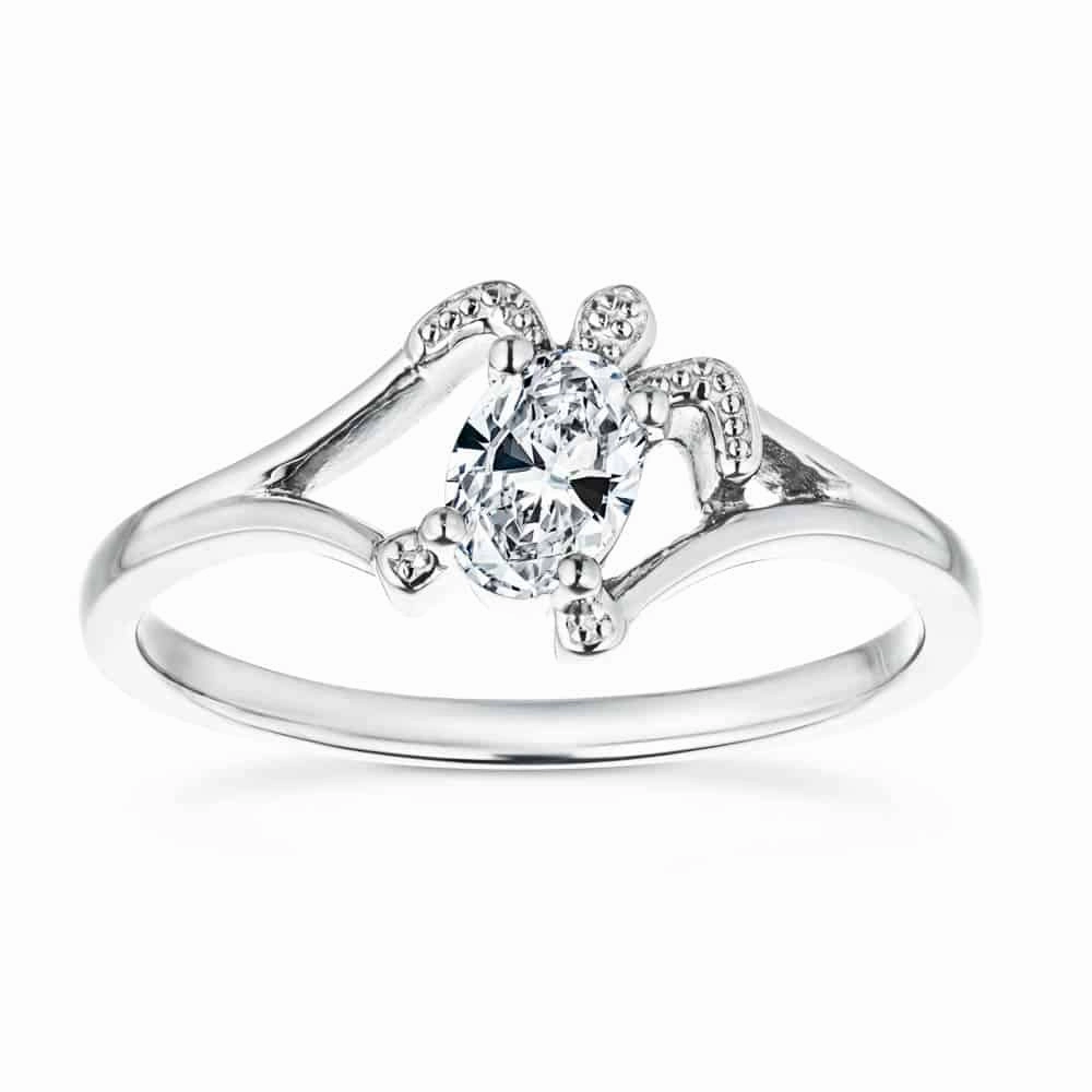 Senior Gift Creative Spark Frannie Oval Lab Grown Diamond Crush Turtle Solitaire Engagement Ring
