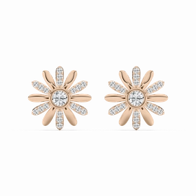 1 ctw Round Lab Grown Diamond Daisy Stud Earrings Geometric Piece Large Piece