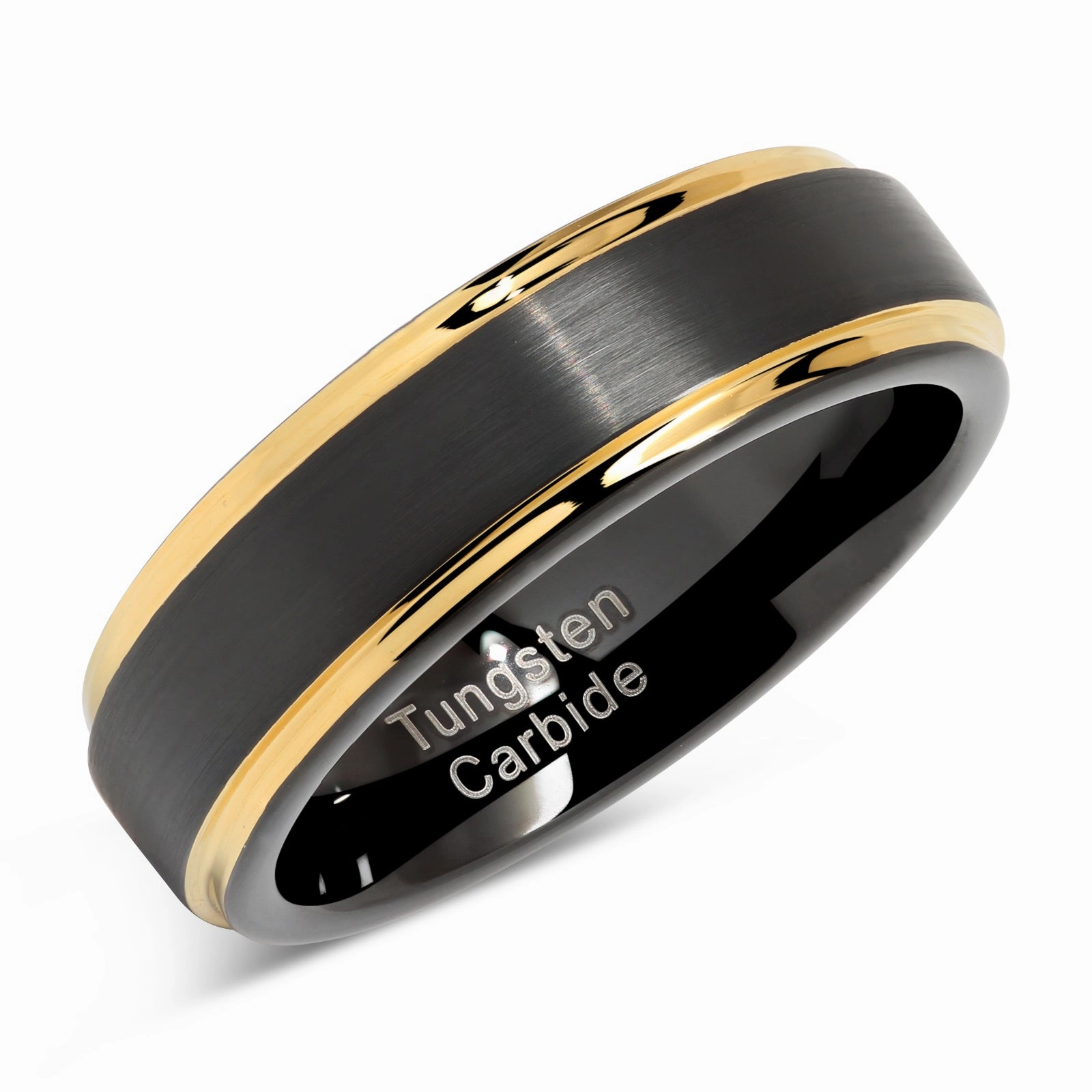 100S JEWELRY 6mm Tungsten Rings for Men Women Two Tone Black Gold Wedding Band Engagement Size 6-13 Gala Wear