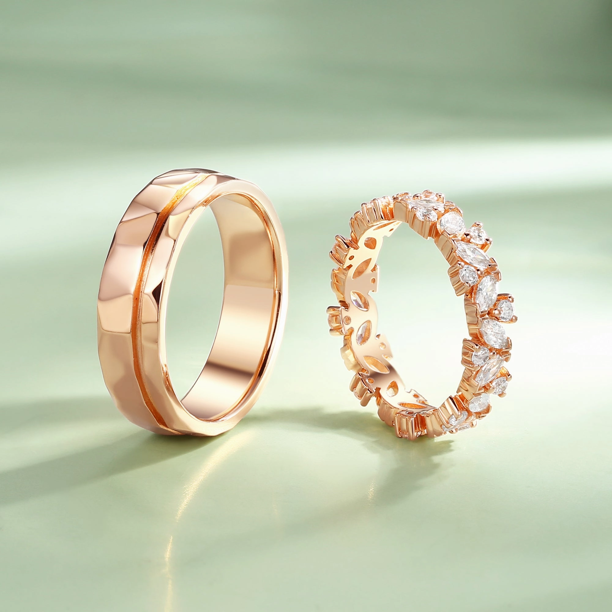 Cluster Vintage Moissanite Couple Ring Set 2pcs - Amare Modern Attire youth appeal