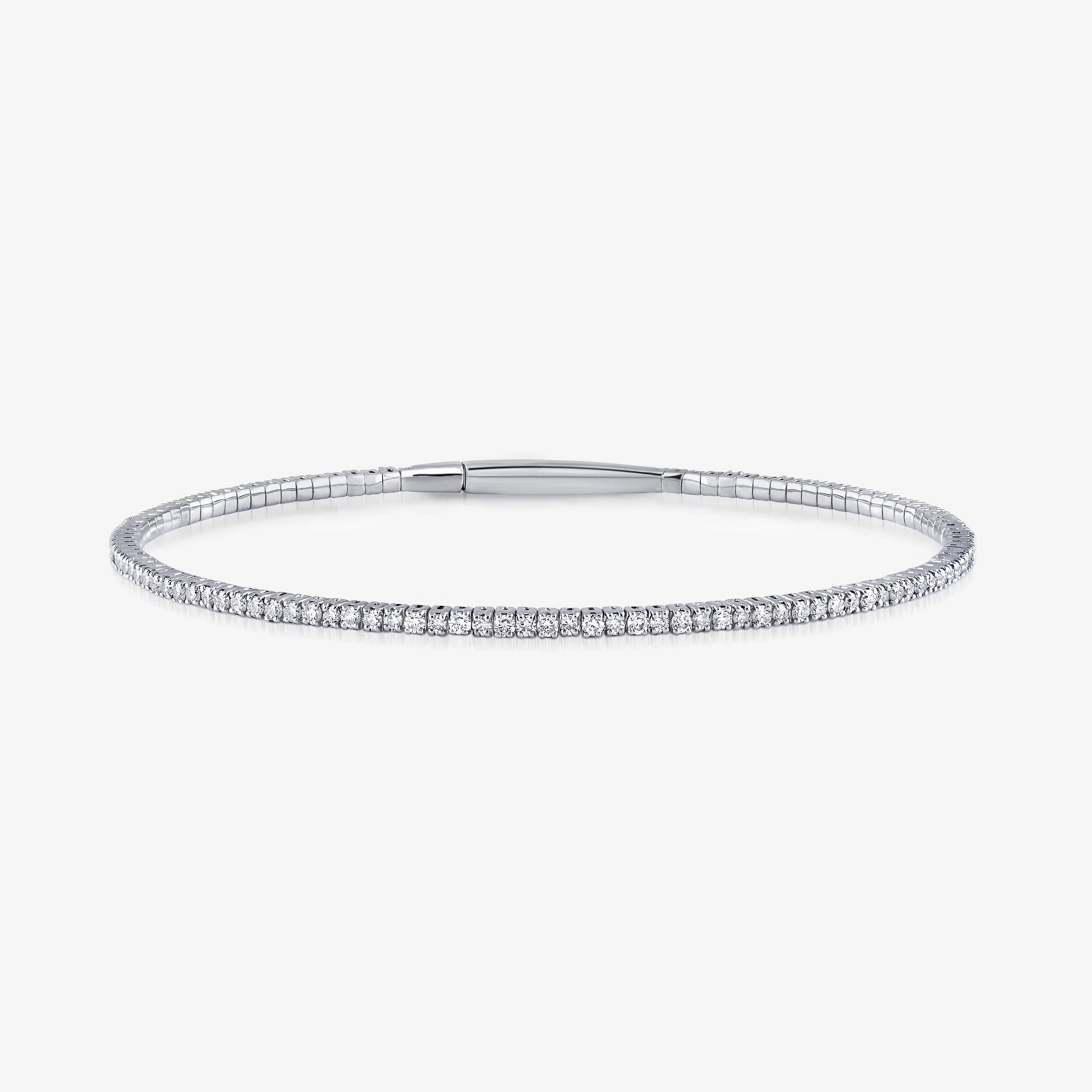 Round Lab Grown Diamond Flexible Tennis Bangle Bracelet  - 7 Inches Professional Touch