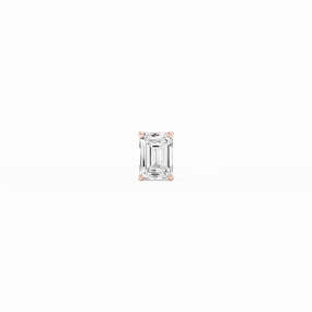 Modern Aesthetic Emerald Lab Grown Diamond 4-Prong Basket Single Stud Earring