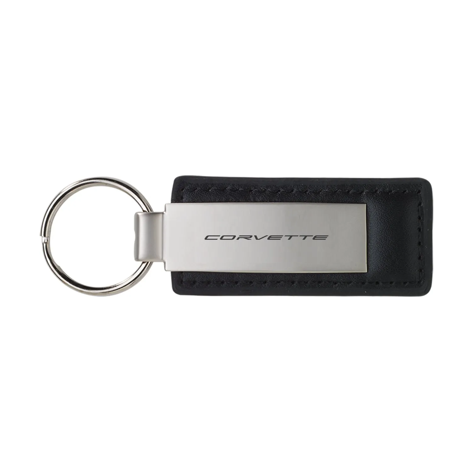 Corvette Leather/Metal Large Keychain