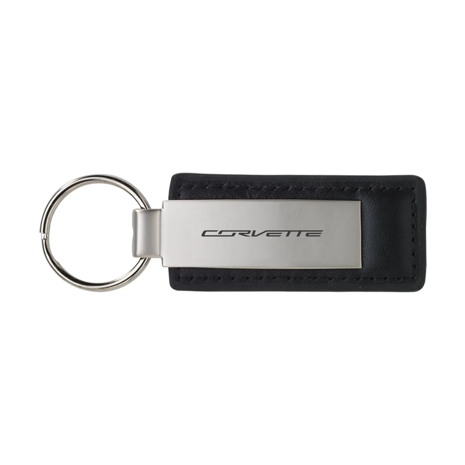 Corvette Leather/Metal Large Keychain