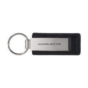 Corvette Leather/Metal Large Keychain