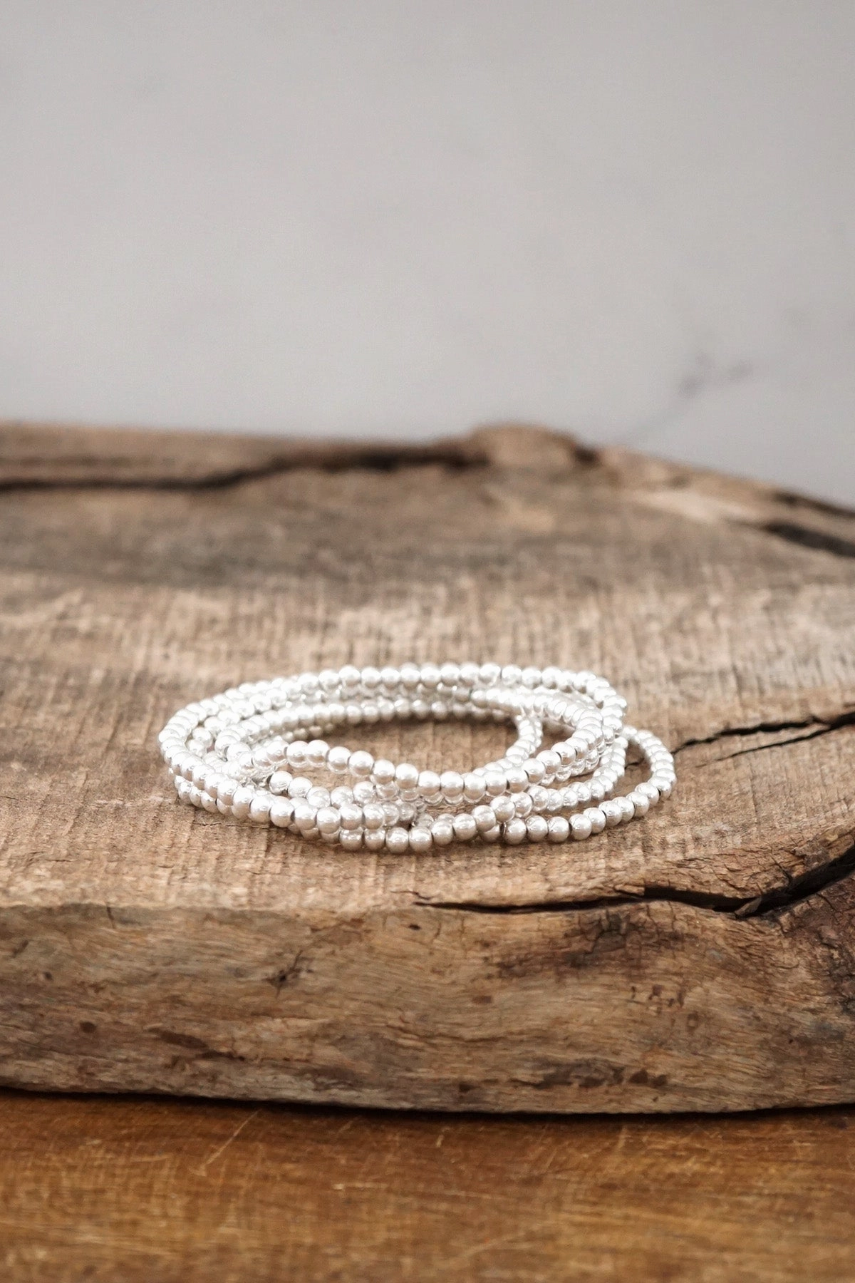 Uncommon Perspective Silver tone small ball beads bracelet stack of 5 bracelets