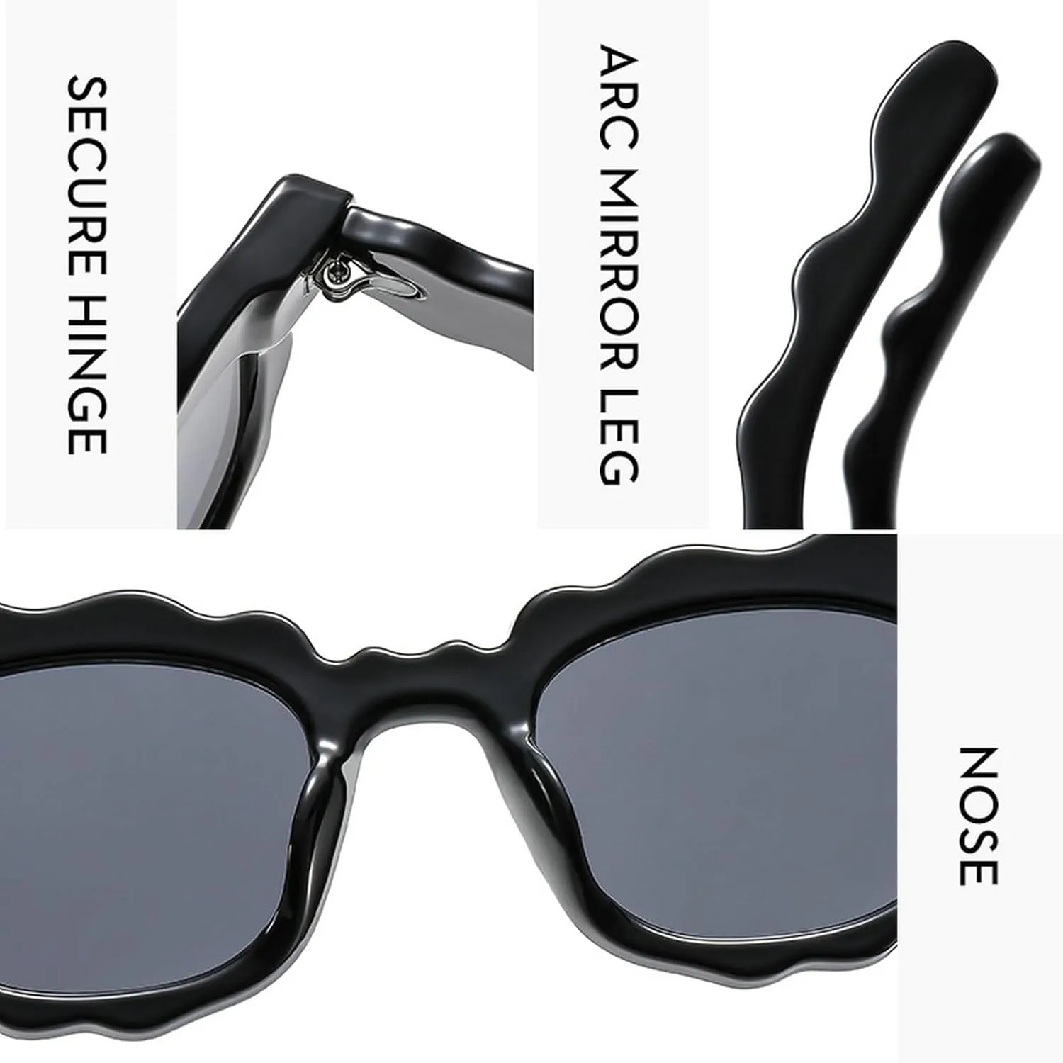 COTIA Fashion Square Sunglasses Women New Unique Irregular Wave-Shaped Frames Sun Glasses for Men Trending Cute Eyewear