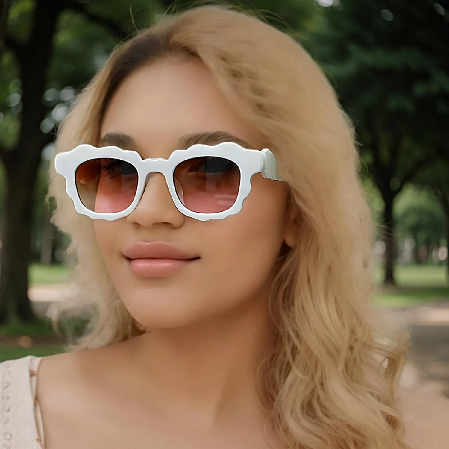 COTIA Fashion Square Sunglasses Women New Unique Irregular Wave-Shaped Frames Sun Glasses for Men Trending Cute Eyewear