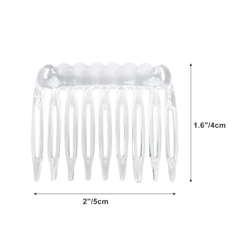 Coufce 24 Pieces Plastic Hair Side Combs Small French Twist Comb Teeth Hair Clips Women Girls Bridal Wedding Veil(Black, Clear)