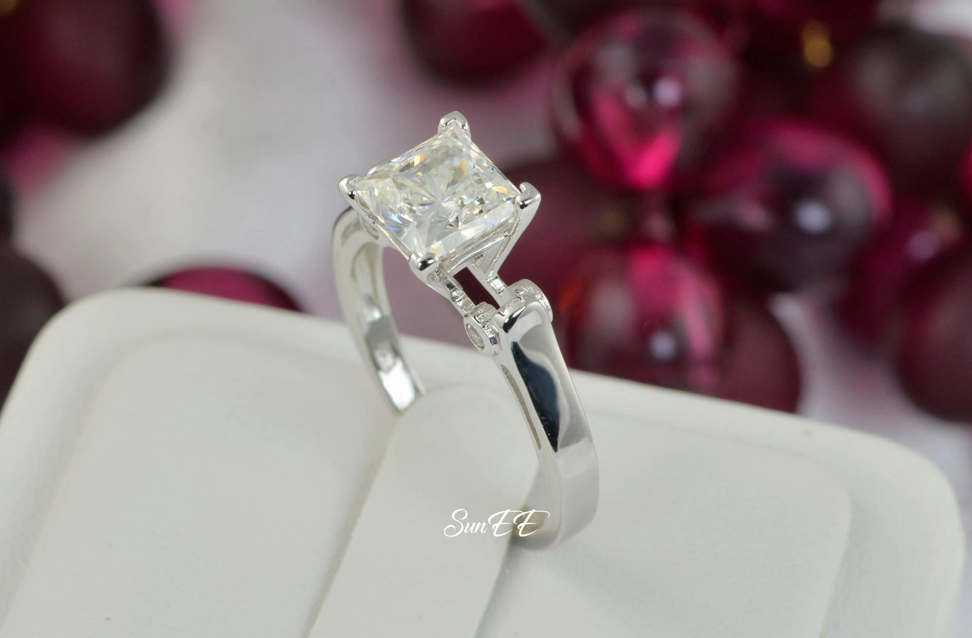 2.7ct Princess Cut Bridal Wedding Engagement Ring Diamond Simulated 925 Sterling Silver Anniversary Rings SKU:00169 Hypoallergenic Style