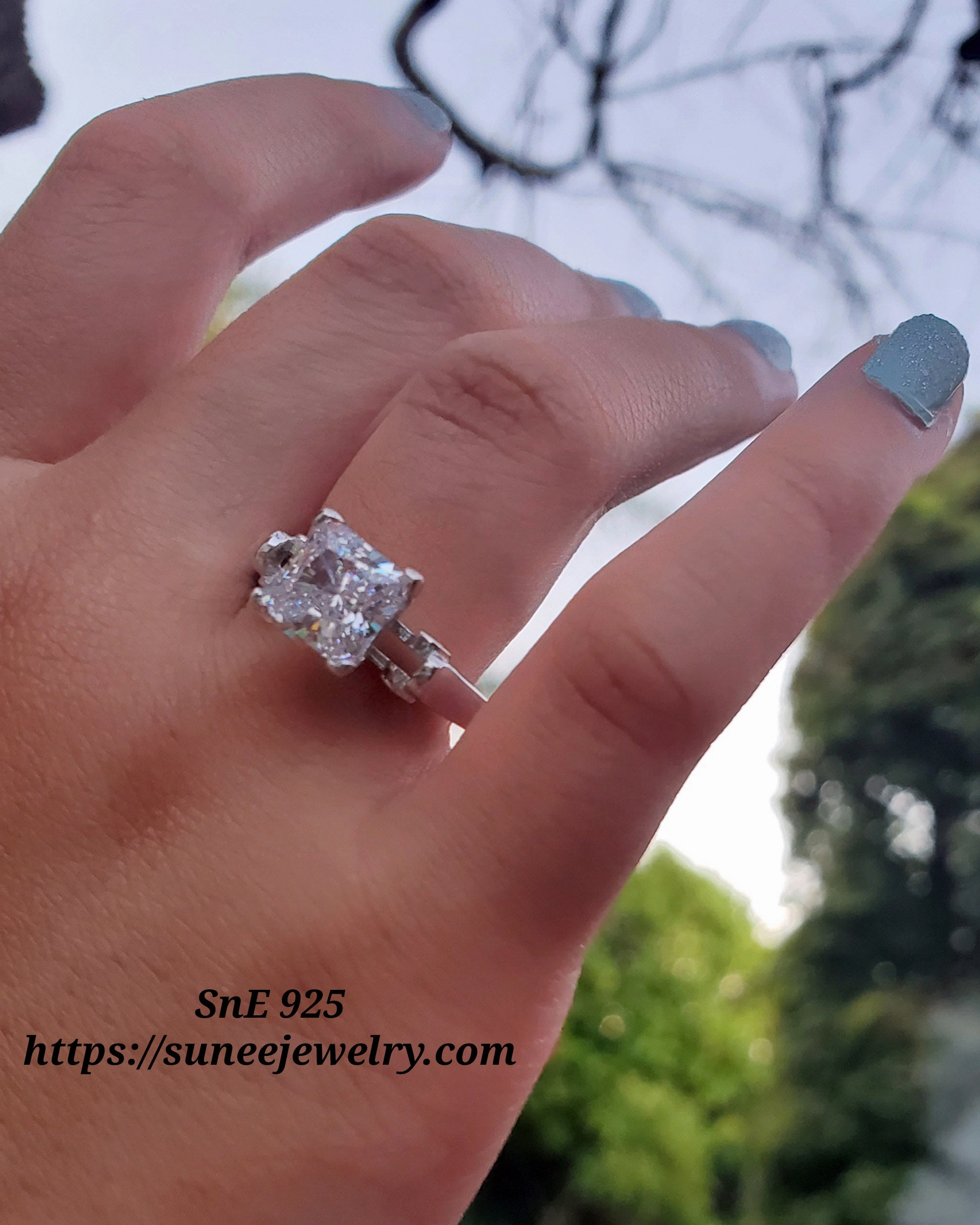 2.7ct Princess Cut Bridal Wedding Engagement Ring Diamond Simulated 925 Sterling Silver Anniversary Rings SKU:00169 Lovely Style