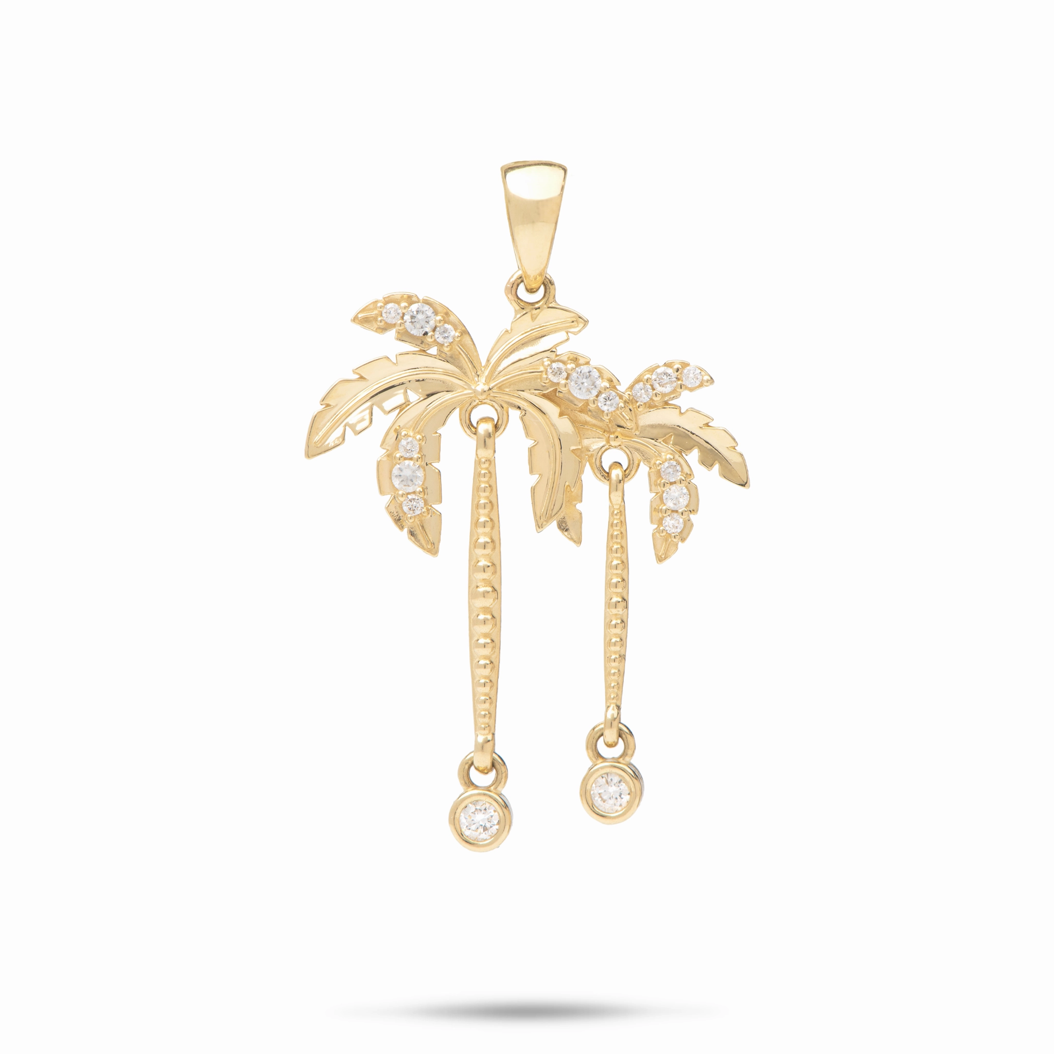 Paradise Palms - Palm Tree Pendant in Gold with Diamonds - 28mm Natural Shine