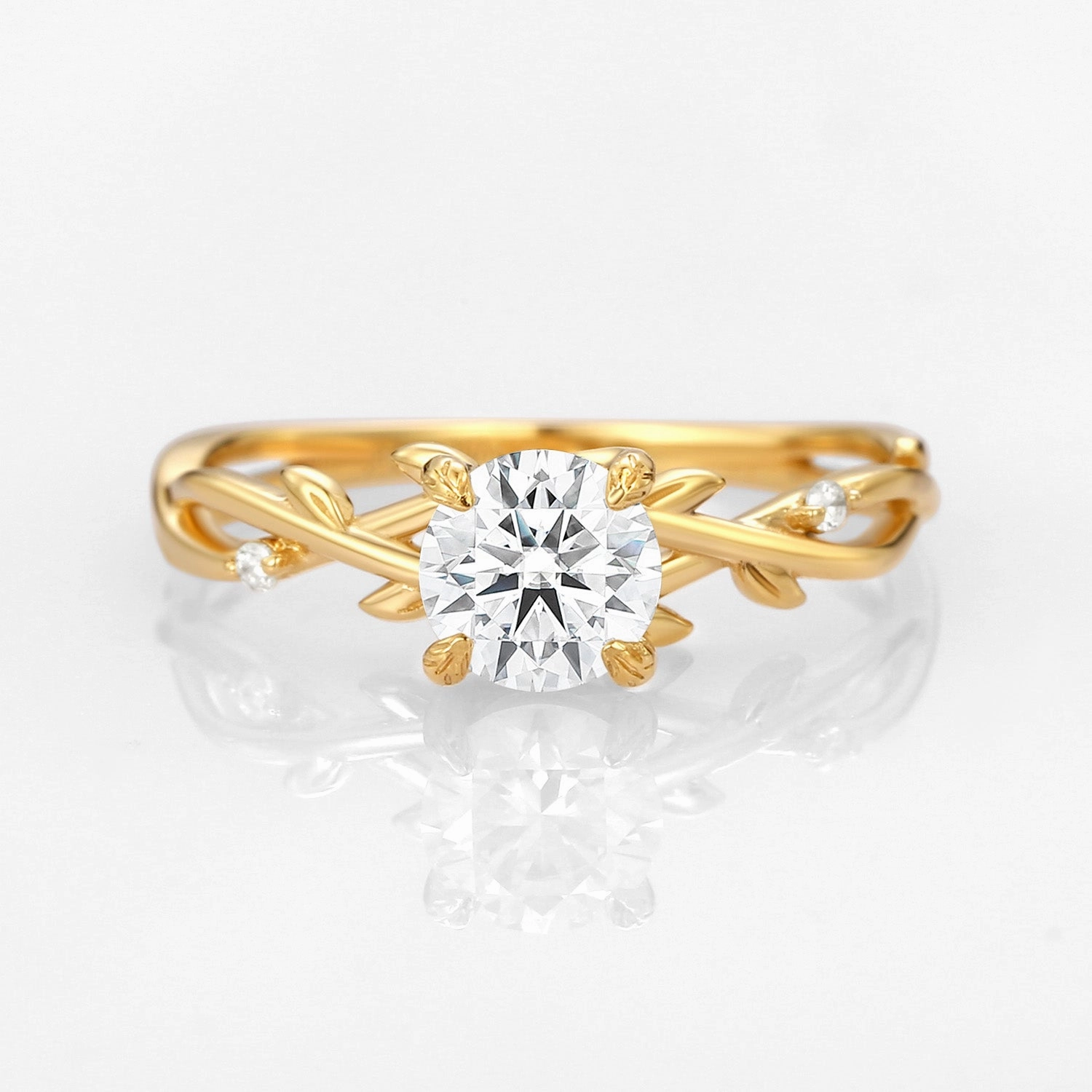 Shining Gem Moissanite Leafy Vintage Engagement Ring - Savannah