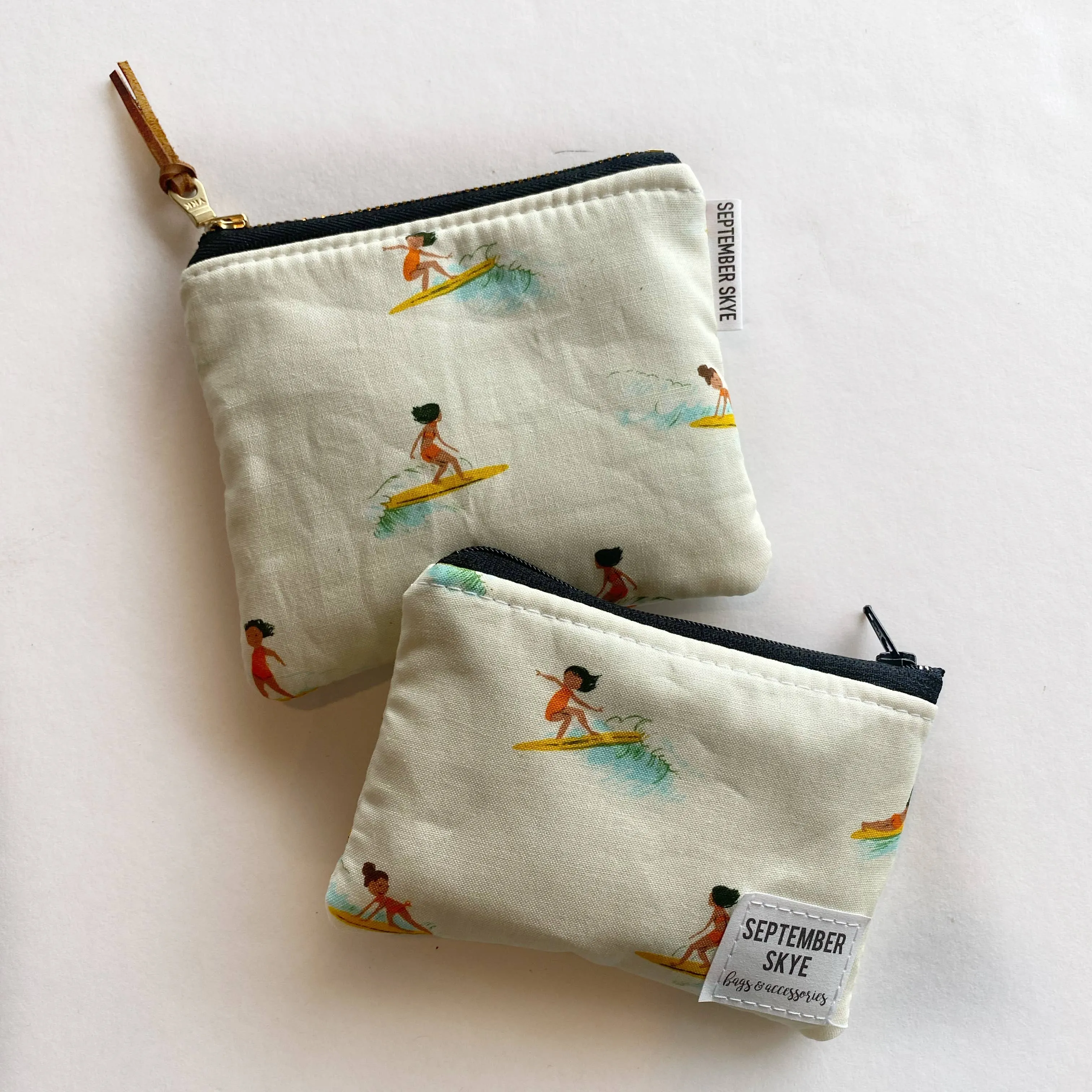 Cream Surfer Girl Small Square Pouch