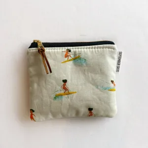 Cream Surfer Girl Small Square Pouch