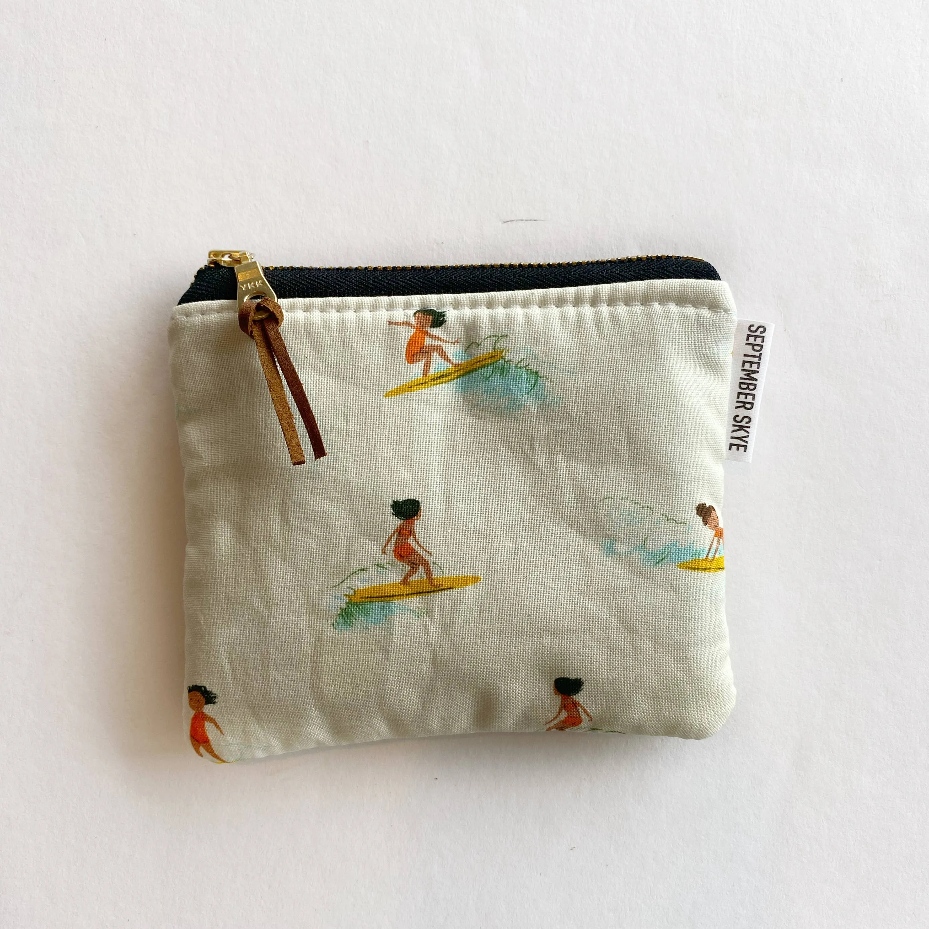 Cream Surfer Girl Small Square Pouch