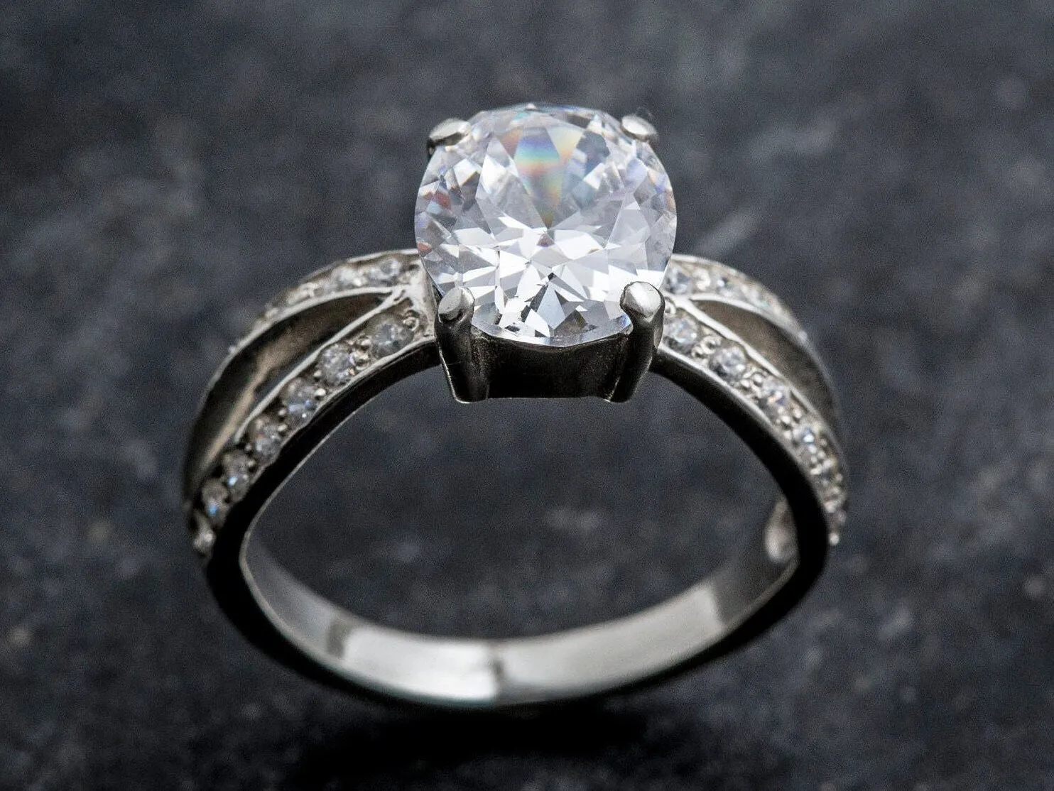 Created CZ Diamond Ring - Vintage Diamond Ring - CZ Diamond Promise Ring
