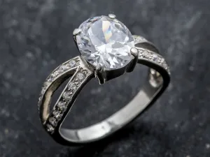 Created CZ Diamond Ring - Vintage Diamond Ring - CZ Diamond Promise Ring