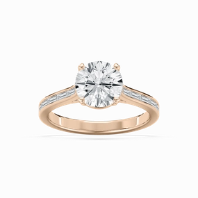 Sophie 2 1?? ctw Round Lab Grown Diamond Channel Set Baguette Side Stone Engagement Ring Quality Decoration Sturdy Craft
