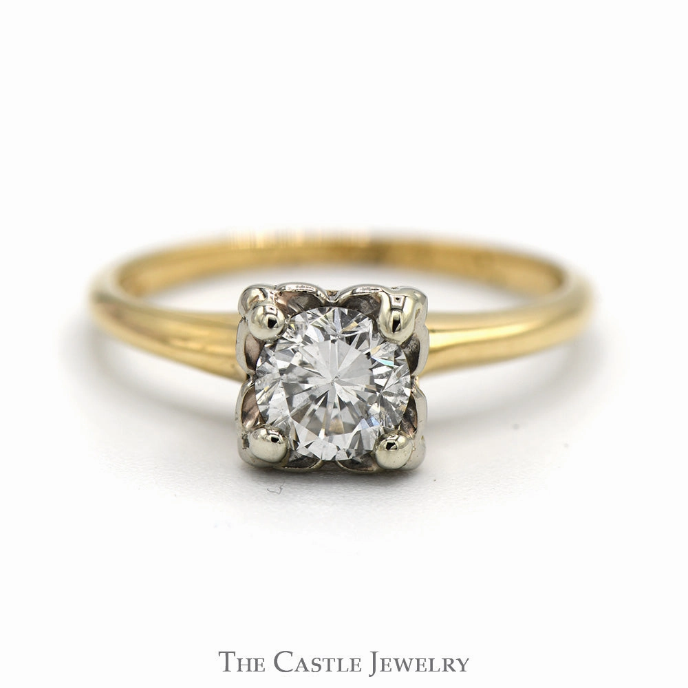 .60ct Round Diamond Solitaire Engagement Ring in 14k Yellow Gold 4 Prong Mounting Anniversary Jewelry