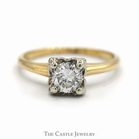 .60ct Round Diamond Solitaire Engagement Ring in 14k Yellow Gold 4 Prong Mounting Anniversary Jewelry
