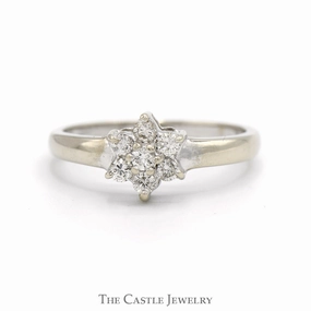 Artisan Work Fantastic Style 1/4cttw Round Diamond Flower Cluster Ring in 14k White Gold