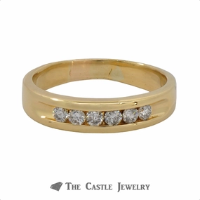 Gent's Channel-Set Round Brilliant Cut Diamond Wedding Band .35cttw In 18K Yellow Gold Refined Touch