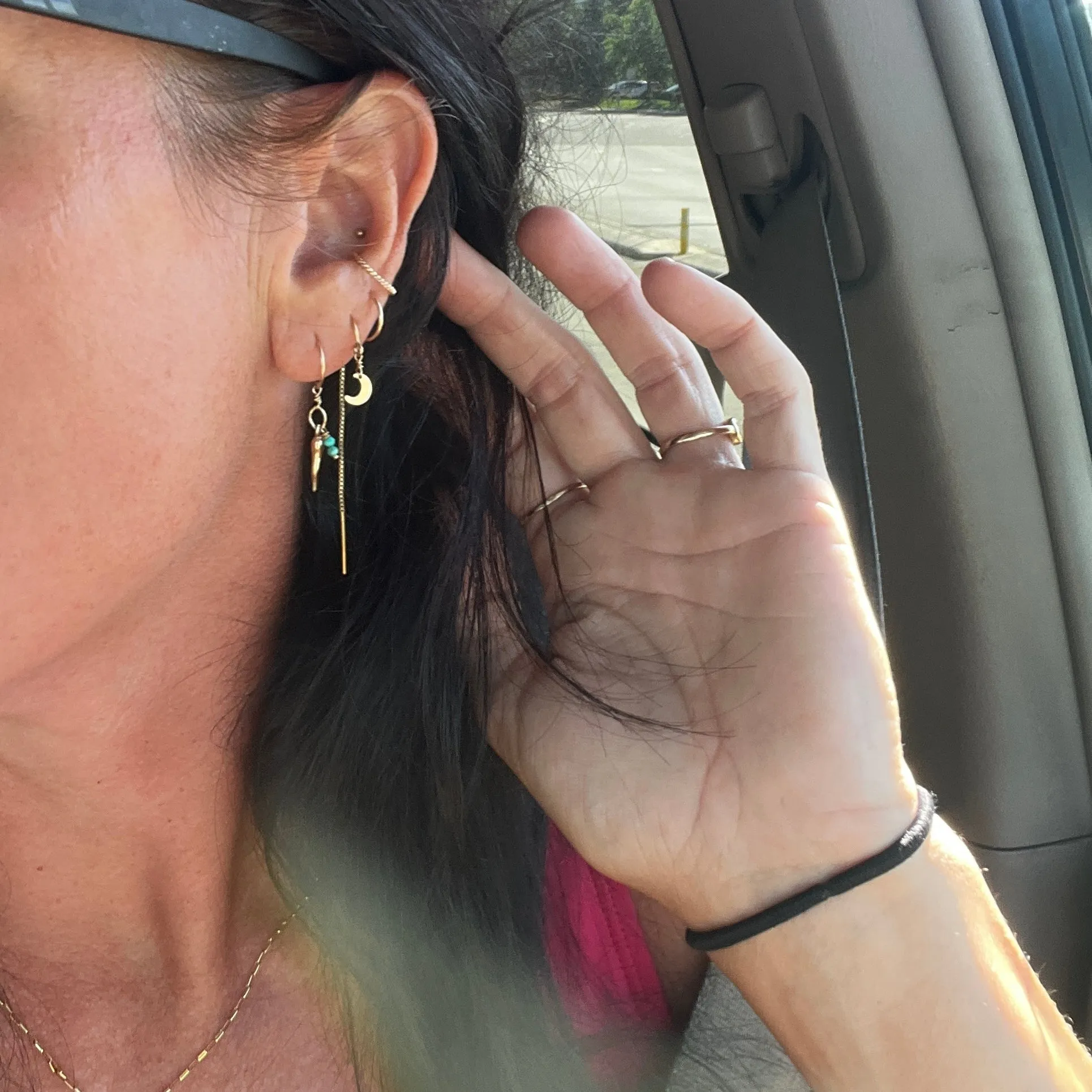 Crescent Moon Threader earrings