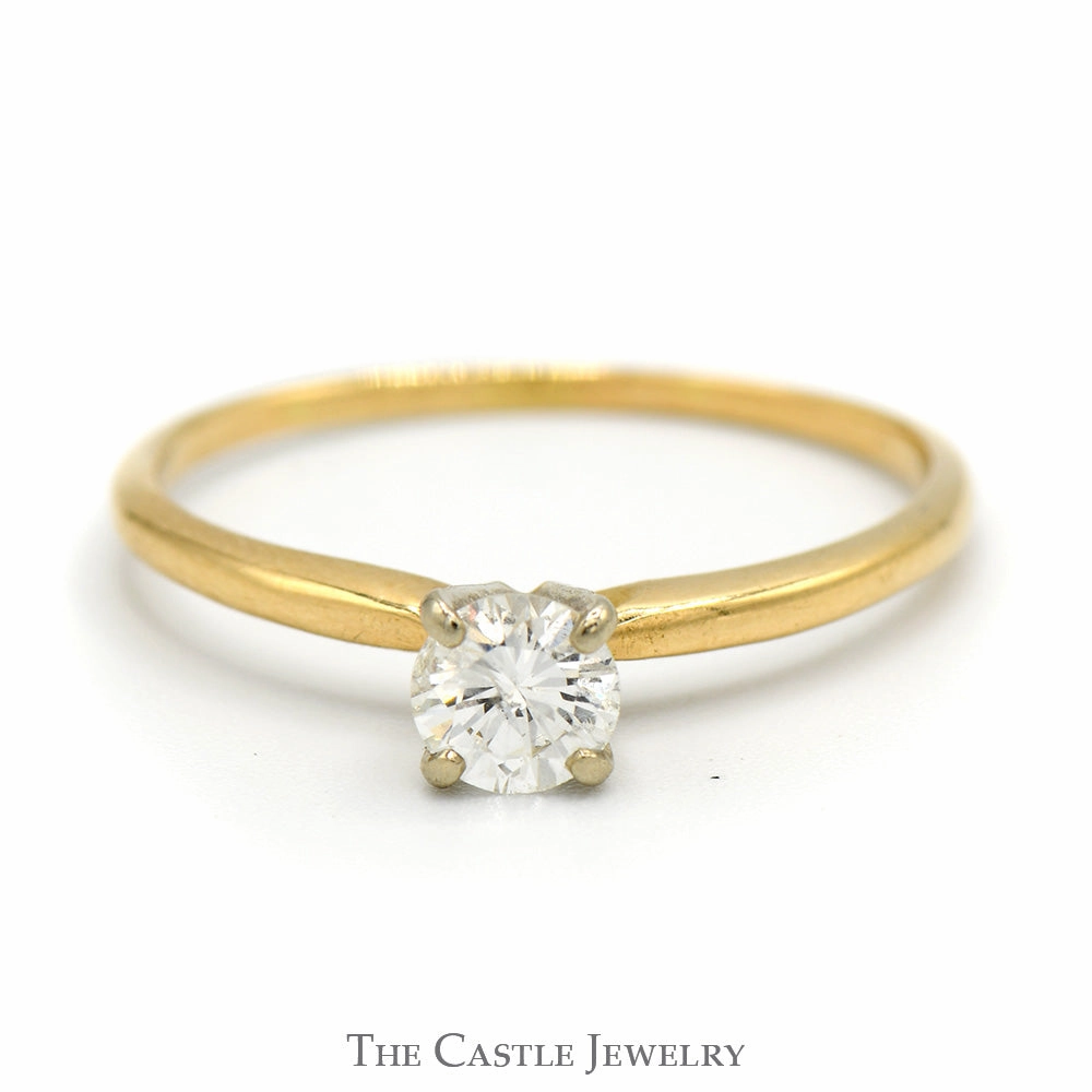 1/2ct Round Diamond Solitaire Engagement Ring in 14k Yellow Gold Tiffany Mounting Wonderful Expression