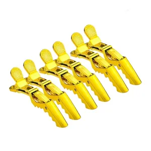 Crocodile Hair Clip Gold Pack of 6