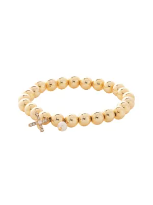 Cross & Pearl Zola Stretch Bracelet - BEX8BGCRY