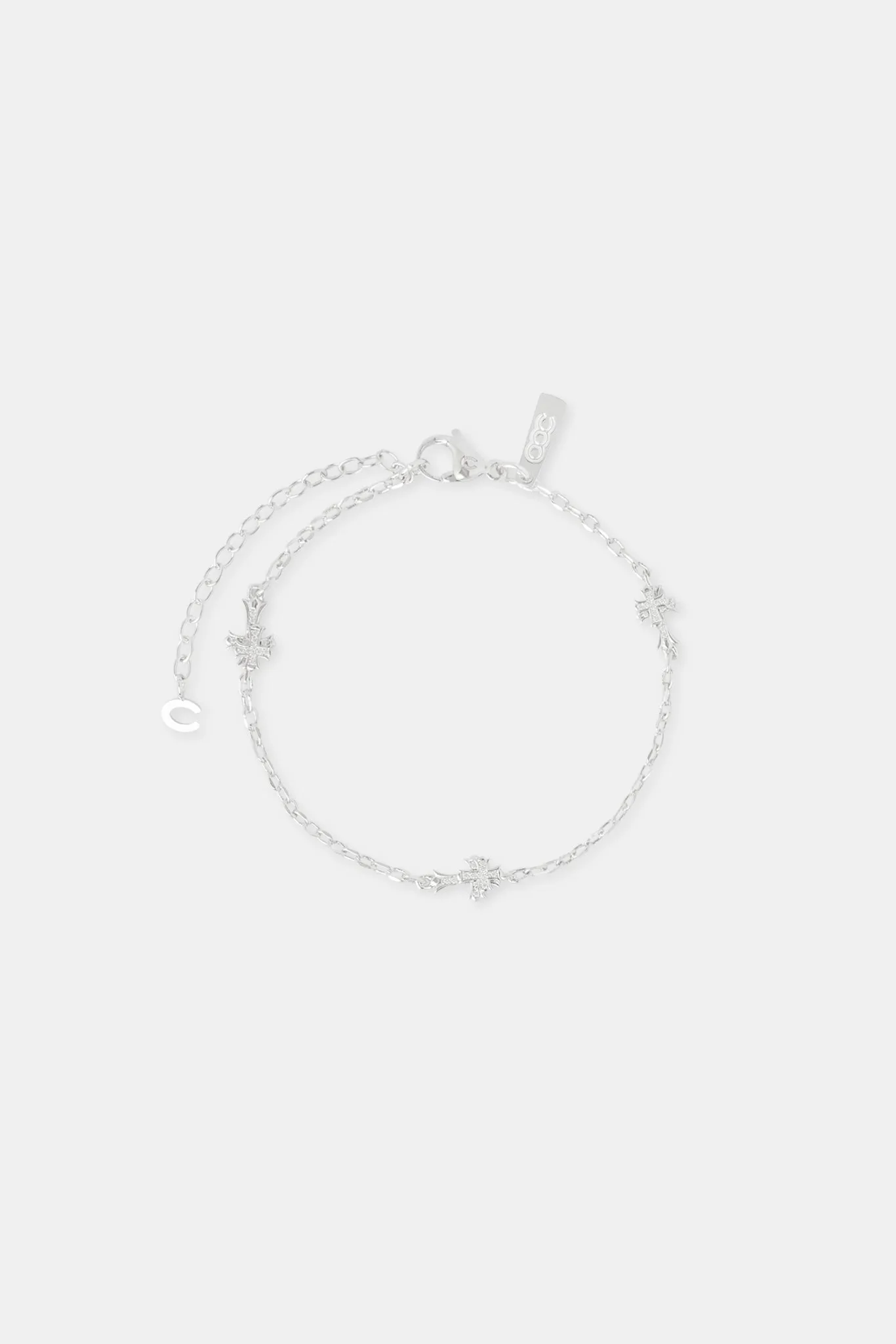 Cross Thin Link Anklet - 2.5mm - White