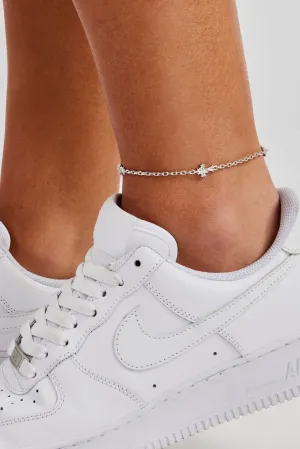 Cross Thin Link Anklet - 2.5mm - White