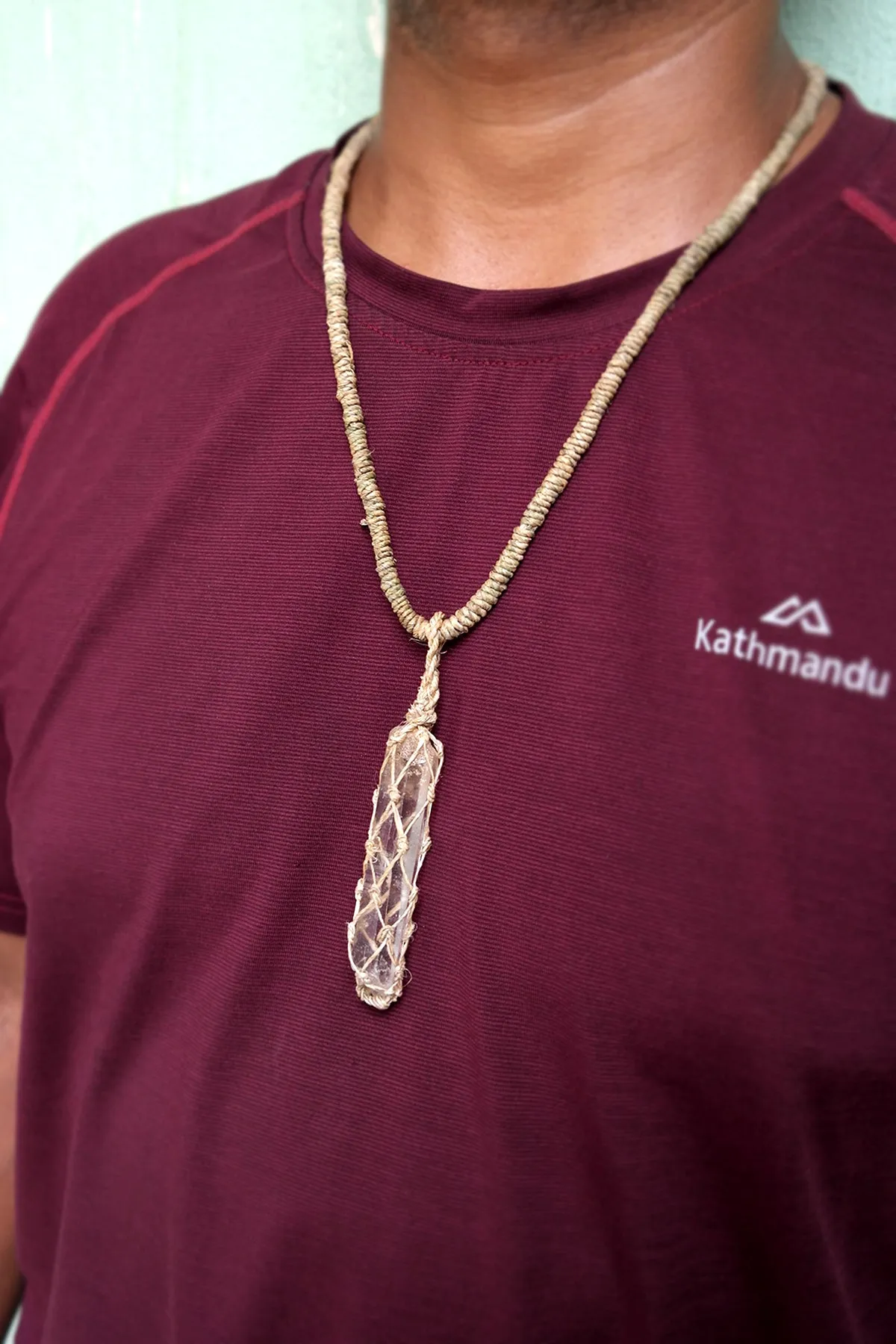 Crystal Stone Pendant Necklace with Hemp Cord