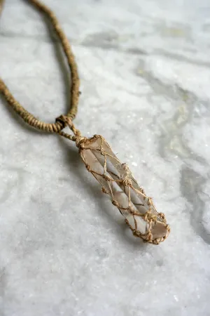 Crystal Stone Pendant Necklace with Hemp Cord